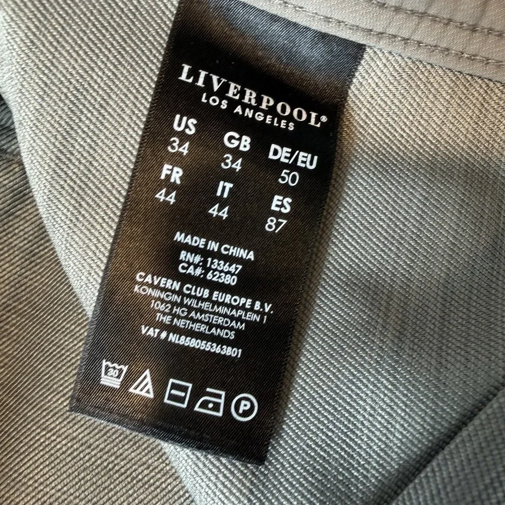 Liverpool Los Angeles Gray Stretch Golf Pants Mens 34x30 Performance